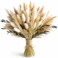BOTC Droogbloemen Boeket – Rietgras Boeket 117 Stuks – Natuurlijk Droogboeket voor Boho Woondecoratie, Vaas, Tafeldecoratie & Bruiloft – Wit