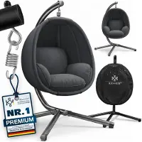 Kesser Luxe Hangstoel met Standaard en Kussen voor Binnen en Buiten tot 150 kg Draagvermogen - Antraciet