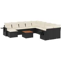 vidaXL 12-delige Loungeset met kussens poly rattan zwart
