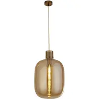 Searchlight Hanglamp Glas Barrel Roodkoper Met Amber Glas