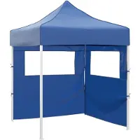 vidaXL Professionele partytent, inklapbaar, met 2 zijwanden, 2x2 meter, staal, blauw