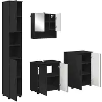 vidaXL Badkameraccessoireset, 4 stuks, zwart, 61 x 35 x 64 cm