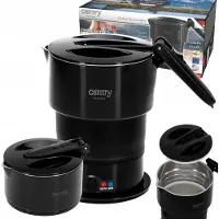 24.Se Opvouwbare Reiswaterkoker – 0,6L – Siliconen – Automatische Warmhoudfunctie – Mini waterkoker - 600W – Inclusief Reistas – Zwart - CR 1378
