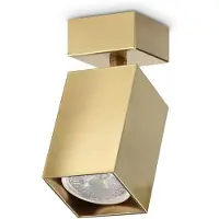 Ideal Lux plafondspot Dynamite Square messing lengte 5,7 cm, messing / goud, Woon-/ Eetkamer, metaal, Modern, halogeen spot