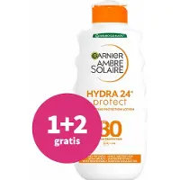 Garnier 1+2 Gratis: Ambre Solaire Hydra 24 Zonnebrandmelk Spf 30 200 Ml
