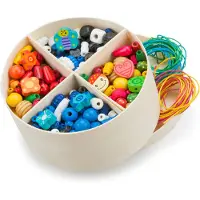 New Classic Toys Houten Rijgkralen in Doos - 640 Gekleurde Kralen + 8 Veters - Kleine Kralenset voor Kinderen - Educatief Rijgspel Speelgoed - Vanaf 3 Jaar