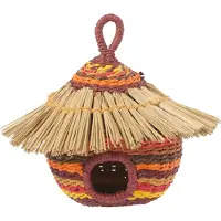 J-Line vogelhuis gestreept papier small - terracotta/oranje - 22 x 22 x 22 cm