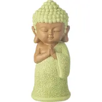J-Line decoratieve figurine monnik biddend - polyresin - muntgroen - 14 x 33 cm