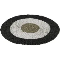 J-Line tapijt polypropyleen rond wit/zwart - 120 cm