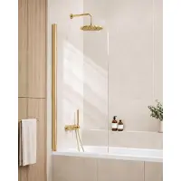 Badplaats Badwand torino 60 x 140 cm goud badscherm draaibaar 5 mm dik -