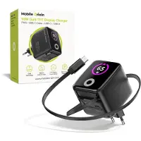 Mobile Origin 65W Gan Displaylader Voor Usb-C Met Zelfopwikkelende Kabel 65W Usb-A