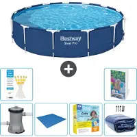 Bestway Steel Pro, ronde opblaasbare zwembad - 396x84 cm - 5-delig, model S245