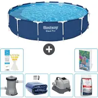 Bestway Steel Pro, ronde opblaasbare zwembad - 396x84 cm - 5-delig, model S329