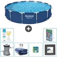 Bestway Steel Pro, ronde opblaasbare zwembad - 396x84 cm - 5-delig, model S177