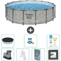 Bestway Steel Pro MAX, ronde opblaasbare zwembad - 488x122 cm - 6-delig, model S525