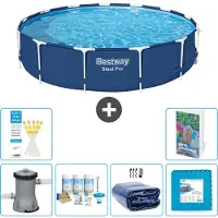 Bestway Steel Pro, ronde opblaasbare zwembad - 396x84 cm - 5-delig, model S188