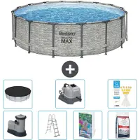 Bestway Steel Pro MAX, ronde opblaasbare zwembad - 488x122 cm - 6-delig, model S649