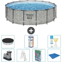 Bestway Steel Pro MAX, ronde opblaasbare zwembad - 488x122 cm - 6-delig, model S594
