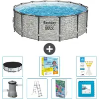 Bestway Steel Pro MAX, ronde opblaasbare zwembad - 427x122 cm - 6-delig, model S566