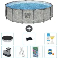 Bestway Steel Pro MAX, ronde opblaasbare zwembad - 488x122 cm - 6-delig, model S559