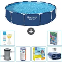 Bestway Steel Pro, ronde opblaasbare zwembad - 396x84 cm - 5-delig, model S224