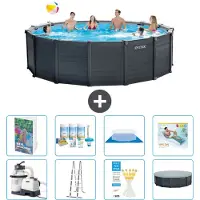 Intex Grafietpaneel zwembad, rond - 478x124 cm - 7-delig, model S683