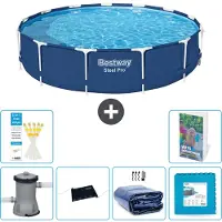 Bestway Steel Pro, ronde opblaasbare zwembad - 396x84 cm - 5-delig, model S340