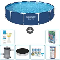 Bestway Steel Pro, ronde opblaasbare zwembad - 396x84 cm - 5-delig, model S208