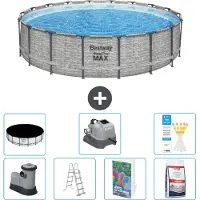 Bestway Steel Pro MAX, ronde opblaasbare zwembad - 549x122 cm - 6-delig, model S649