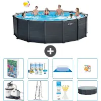 Intex Grafietpaneel zwembad, rond - 478x124 cm - 7-delig, model S548