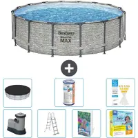 Bestway Steel Pro MAX, ronde opblaasbare zwembad - 488x122 cm - 6-delig, model S572