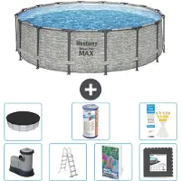 Bestway Steel Pro MAX, ronde opblaasbare zwembad - 488x122 cm - 6-delig, model S563