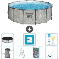 Bestway Steel Pro MAX, ronde opblaasbare zwembad - 427x122 cm - 6-delig, model S531