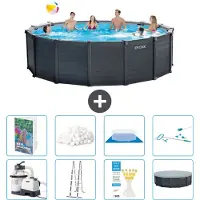 Intex Grafietpaneel zwembad, rond - 478x124 cm - 7-delig, model S675