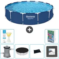 Bestway Steel Pro, ronde opblaasbare zwembad - 396x84 cm - 5-delig, model S195