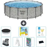 Bestway Steel Pro MAX, ronde opblaasbare zwembad - 488x122 cm - 6-delig, model S582