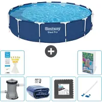 Bestway Steel Pro, ronde opblaasbare zwembad - 396x84 cm - 5-delig, model S315