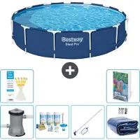 Bestway Steel Pro, ronde opblaasbare zwembad - 396x84 cm - 5-delig, model S267