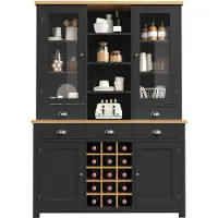 MODFU - Keukenkast - Hoogkast - Glazen Deur - Soft-Close - Kantelbeveiliging - Zwart