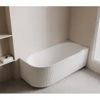 Wiesbaden Rivi Halfvrijstaand Bad 170x80cm - Met Ribbels - Rechts - Mat Wit - Acryl - Baden, Halfvrijstaande Baden - 8721214107263