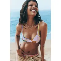 Desigual Bikinitop mosterd / petrol / lavendel / wit