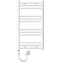 LuxeBath Elektrische Badkamerkachel Sahara 500x800 mm Wit Gebogen Zijaansluiting & Verwarmingsstang 600W met Thermostaat & Digitaal Display, Handdoekverwarming, Handdoekwarmer Handdoekdroger