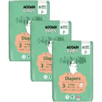 Moomin Baby Eco Wegwerpluiers - 3-pack 126 stuks - Maat 3 - 5 t/m 8 kg - Hypoallergeen - Gevoelige Huid - Parfumvrij
