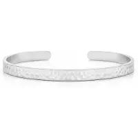 Marama Noa Armband Zilver – Gehamerde Premium Stainless Steel Damesarmband – Licht Buigbaar – Ø 7 cm
