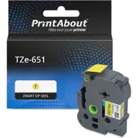 PrintAbout Huismerk vervangt Brother TZe-651 Tape Zwart op geel (24 mm)