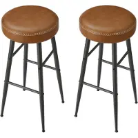 Vasagle Set van 2 barkrukken – Kunstleer – 76,2 cm hoog – Bruin – Voor keuken en eetkamer