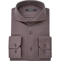 Desoto business overhemd Luxury slim fit bruin effen katoen