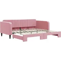 vidaXL Slaapbank met onderschuifbed 100x200 cm fluweel roze