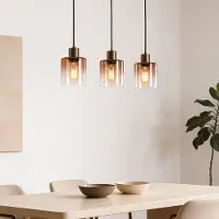 LumenXL Hanglamp Palaio met drie glazen kappen in bruin ombre-effect