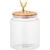 Koopman Home Styling Collection - Glazen container met deksel met rendier 1100 ml